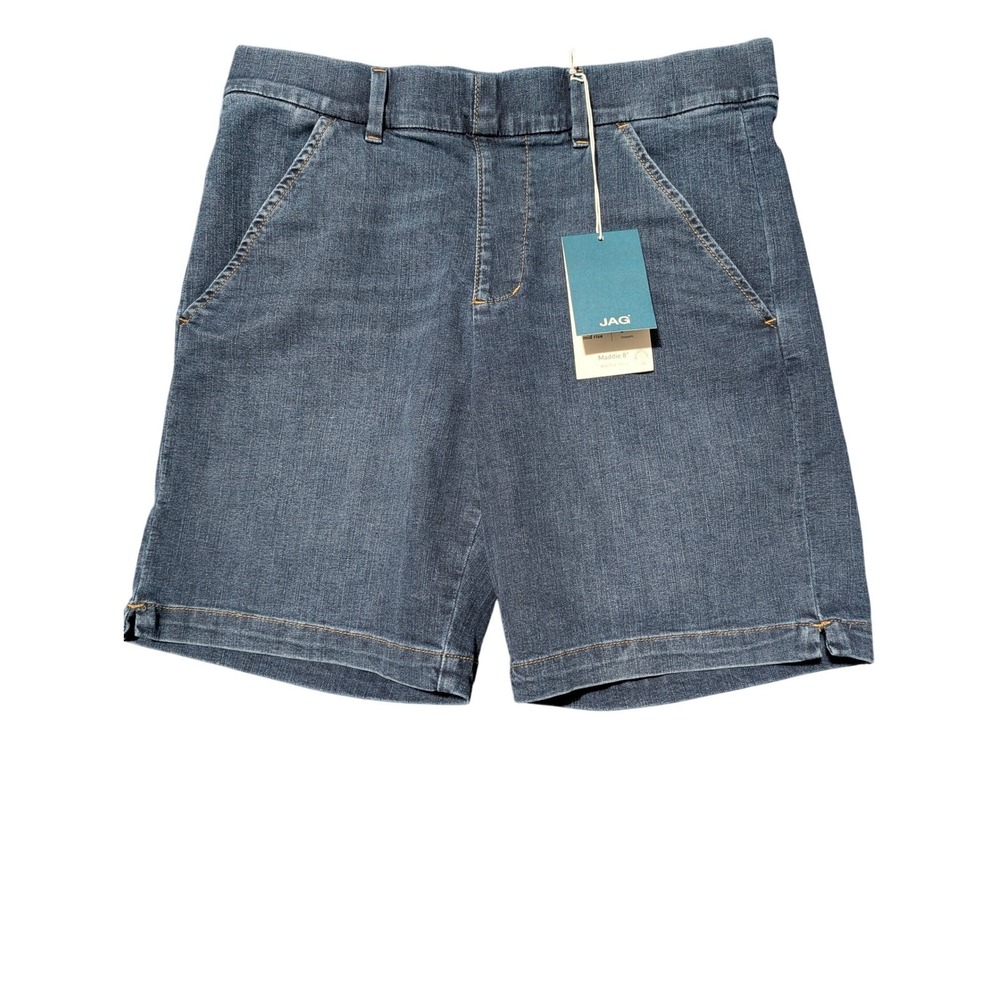 JAG Women's  Maddie 8" Mid Rise Blue Denim Pull-On Stretch Shorts Size 12 NEW